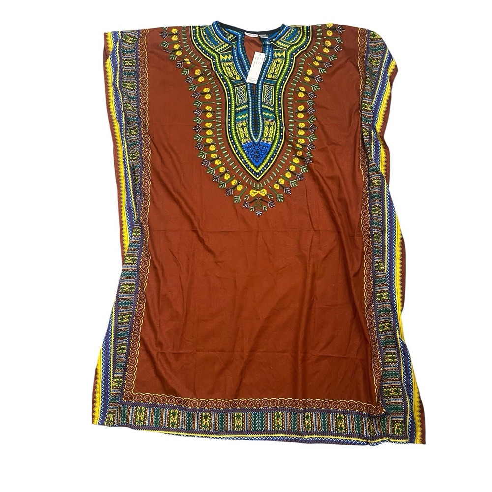 Sante Classics One Size Fits All Kaftan Style # 2506 Chestnut Floral Boho Tribal